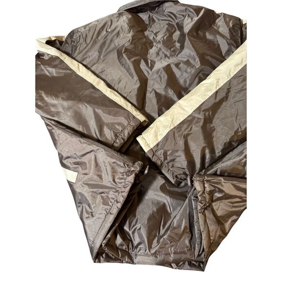 Full zip Brown windbreaker jacket with beige stripe detailing  M - Picture 6 of 6